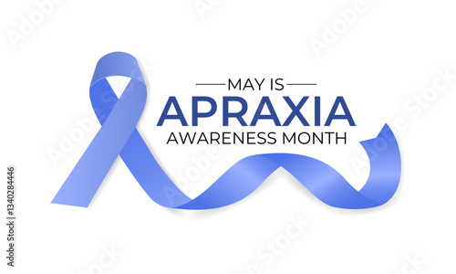 Apraxia Awareness Month banner, background design template. Holiday concept. Raising Awareness for Childhood Apraxia of Speech. Realistic Ribbon. Vector illustration. Eps 10.