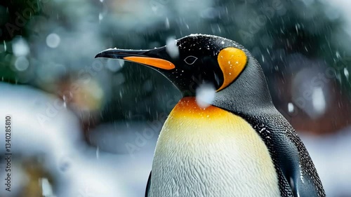 Wallpaper Mural Penguin stands still in snowy environment with snowflakes gently falling in a tranquil scene of winter wildlife Torontodigital.ca