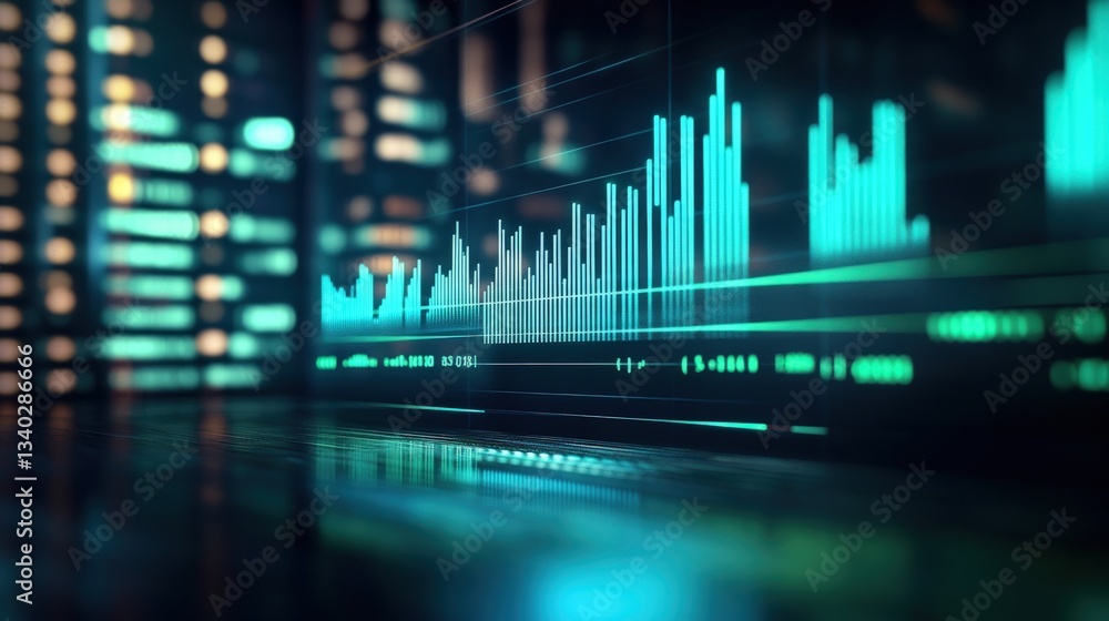 Fototapeta premium Financial data visualization on a futuristic display