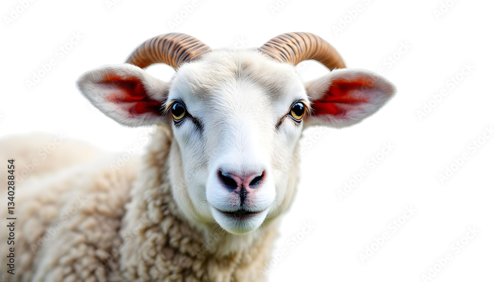Obraz premium A sheep stands against a transparent backdrop, emphasizing the importance of sacrifice in Eid al-Adha