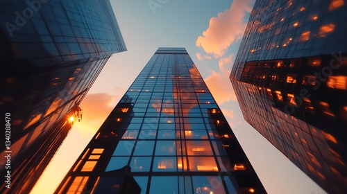 Wallpaper Mural A sleek nozzle applying sealant to a glass facade of a skyscraper Torontodigital.ca