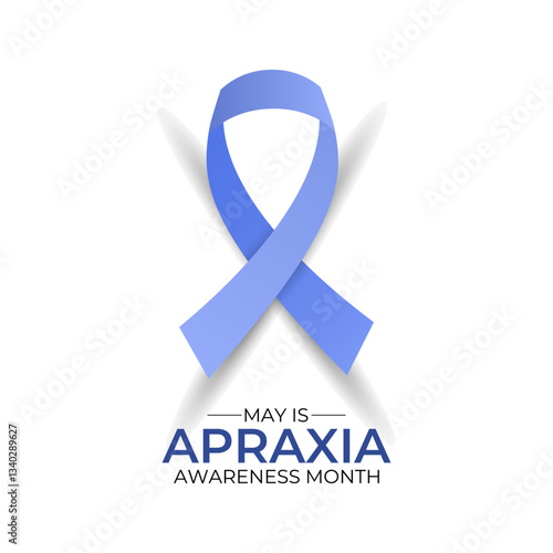 Apraxia Awareness Month banner, background design template. Holiday concept. Raising Awareness for Childhood Apraxia of Speech. Realistic Ribbon. Vector illustration. Eps 10.