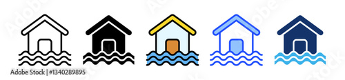 Flood Icon Set With Multiple Style Collection