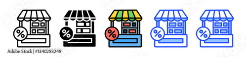 Bazaar Icon Set With Multiple Style Collection