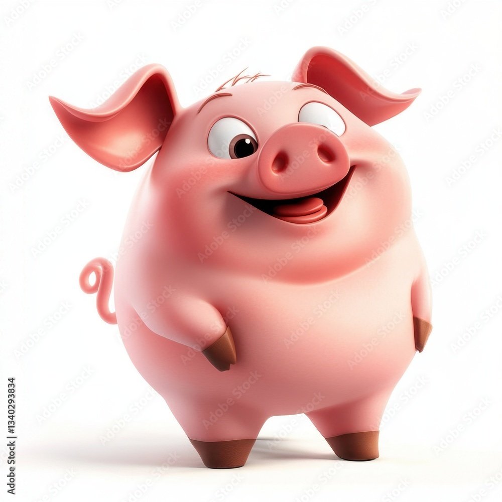 A cartoon pig is smiling and looking at the camera A cartoon pig is smiling and looking at the camera
