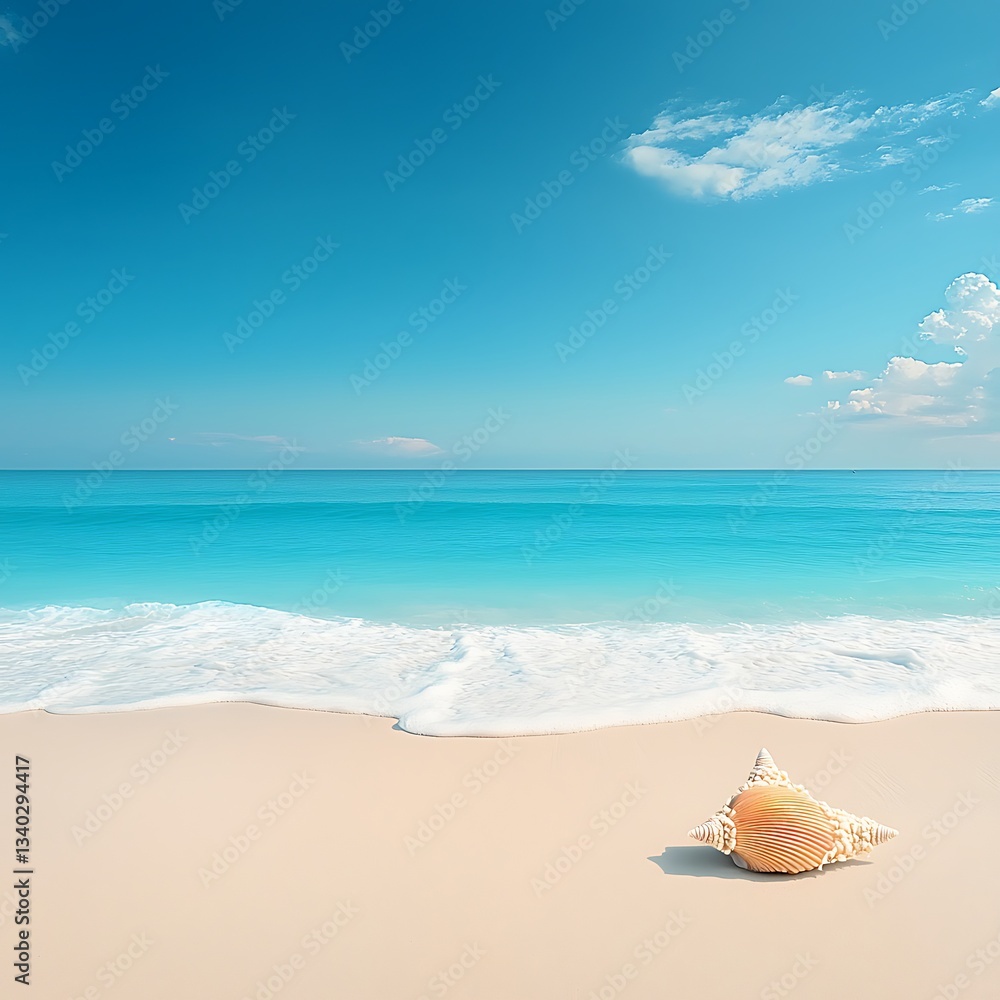 Seashell on Sunny Beach Shore. Seashell on Sunny Beach Shore.