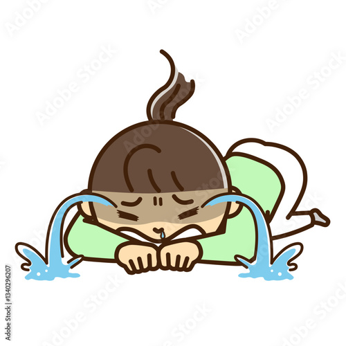 滝のような涙を流して泣く女性