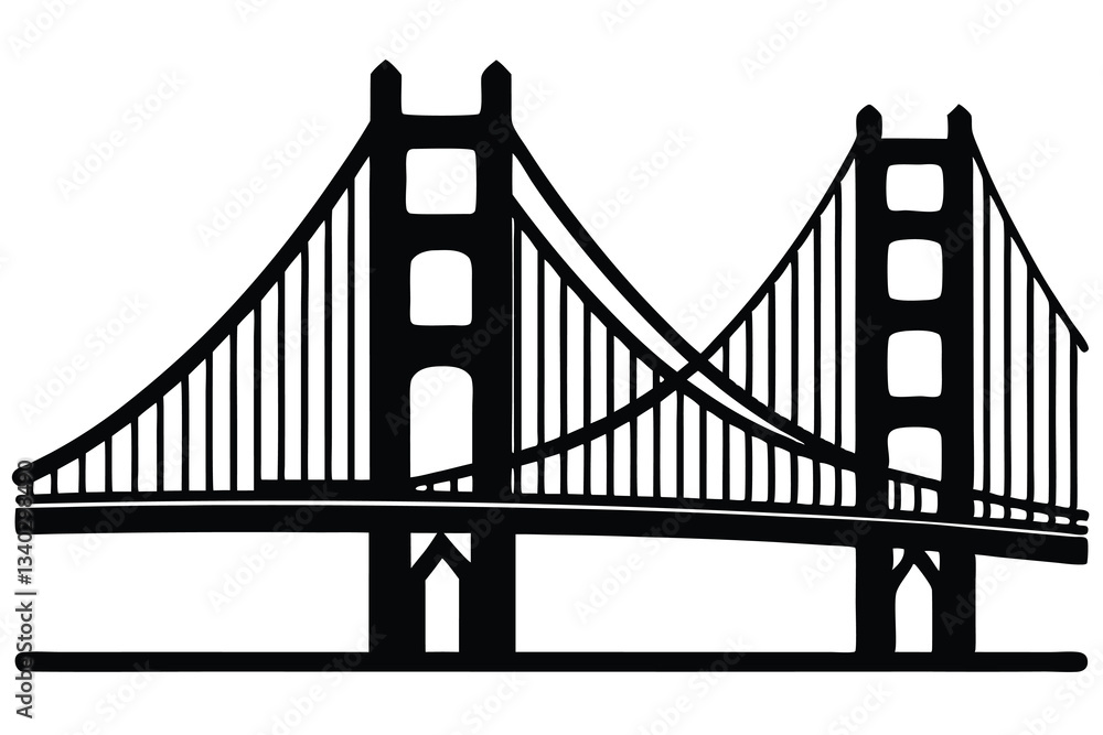 Fototapeta premium Golden Gate Bridge in San Francisco with a scenic view of the bay, ocean, and city skyline, showcasing the iconic red suspension bridge in California
