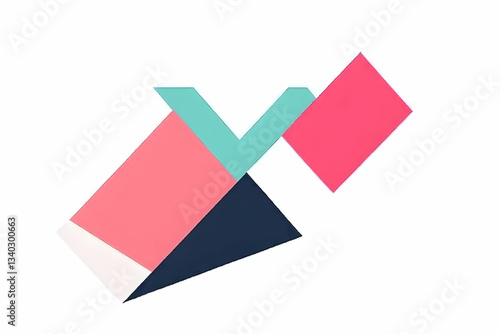 Abstract geometric design featuring vibrant pink, teal, and navy shapes on a white background; ideal for modern branding or design projects. Free Download Abstract geometric design featuring vibrant pink, teal, and navy shapes on a white background; ideal for modern branding or design projects. - GFXLoad