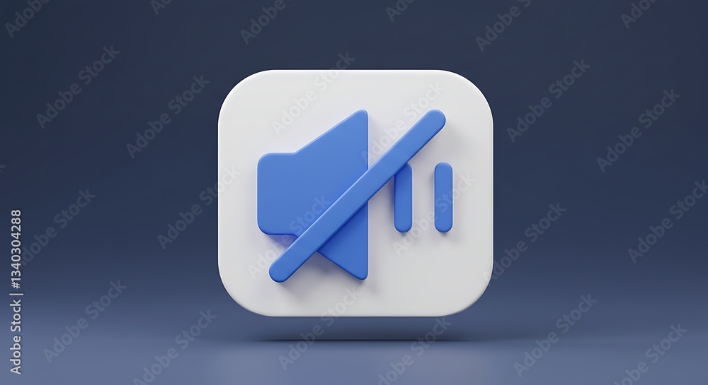 3D Render of a Mute Button Icon on a Dark Blue Background AI Generated 3D Render of a Mute Button Icon on a Dark Blue Background AI Generated
