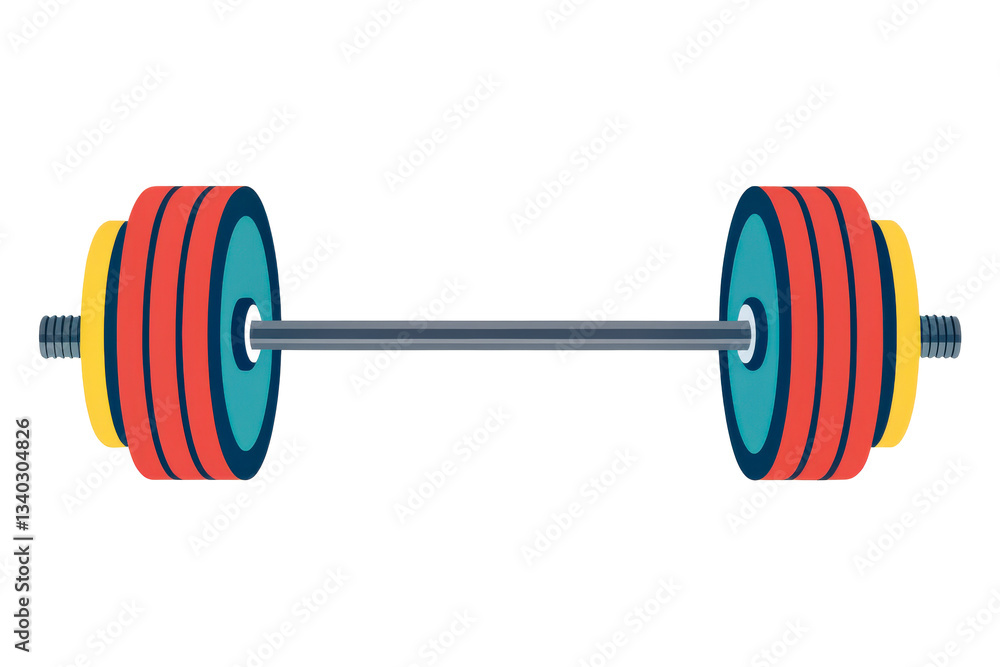 A colorful barbell with various weights, symbolizing strength training and fitness.