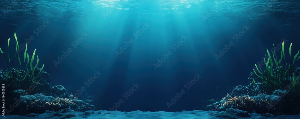 Fototapeta premium Tranquil Underwater Scene with Sunlight and Sea Vegetation