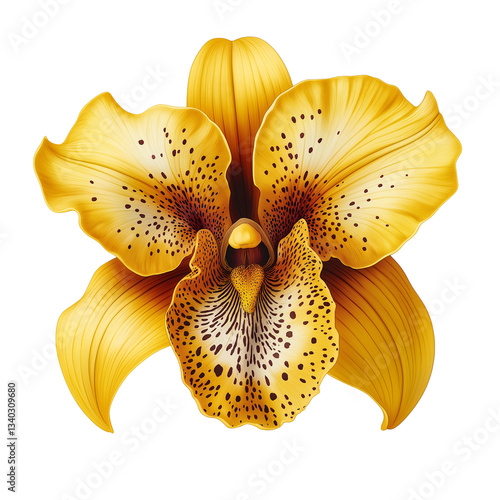Vibrant Yellow Orchid Flower Close-Up: Exotic Botanical Beauty in Nature's Spotted Petals for Luxurious Home Decor and Gift Enhancement