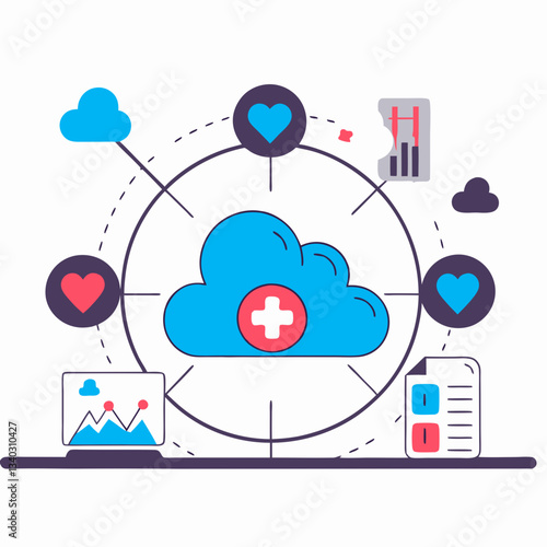 Healthcare  Medical Research  Clinical Trials Roundish Flat Vector