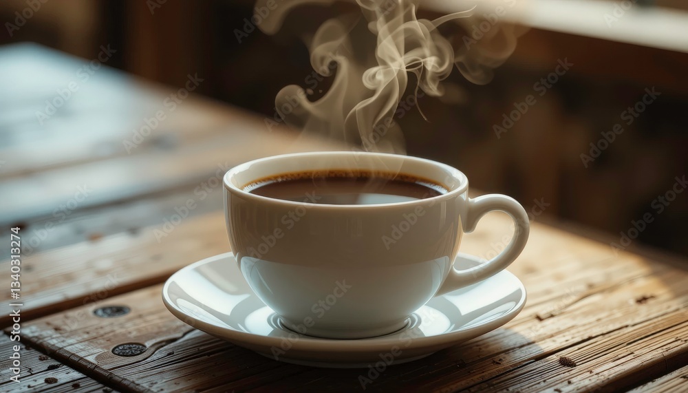 Steaming Hot Coffee Cup on Rustic Wood - Rustic/Vintage aesthetic Steaming Hot Coffee Cup on Rustic Wood - Rustic/Vintage aesthetic
