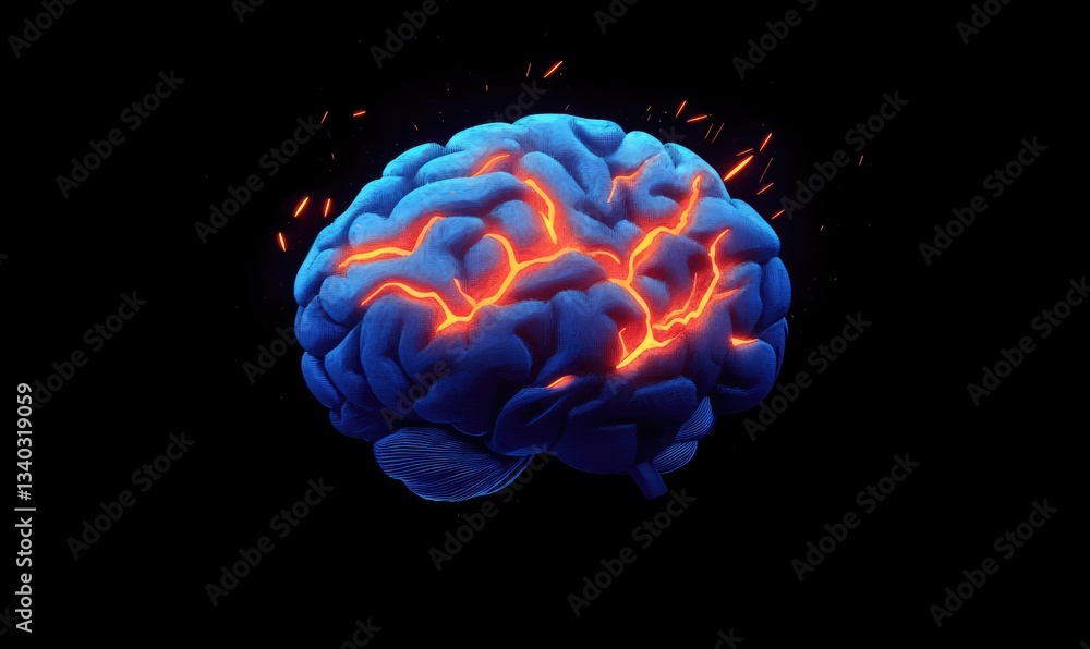 Obraz premium Brain on fire, neurological disorder