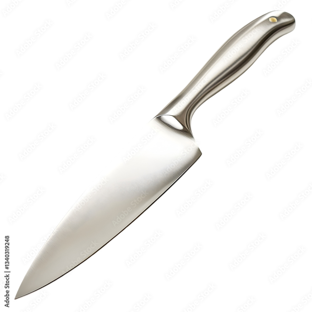 Obraz premium Shiny chef's knife isolated on black background.