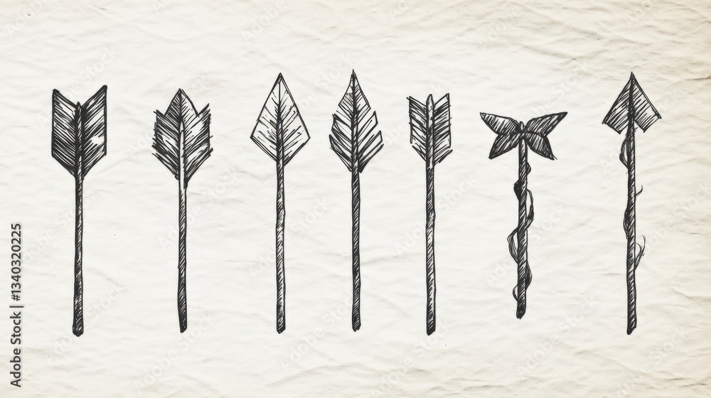 Hand-Drawn Arrow Doodle Pack: A set of sketch-style black arrows with a casual, artistic feel, perfect for creative projects Hand-Drawn Arrow Doodle Pack: A set of sketch-style black arrows with a casual, artistic feel, perfect for creative projects