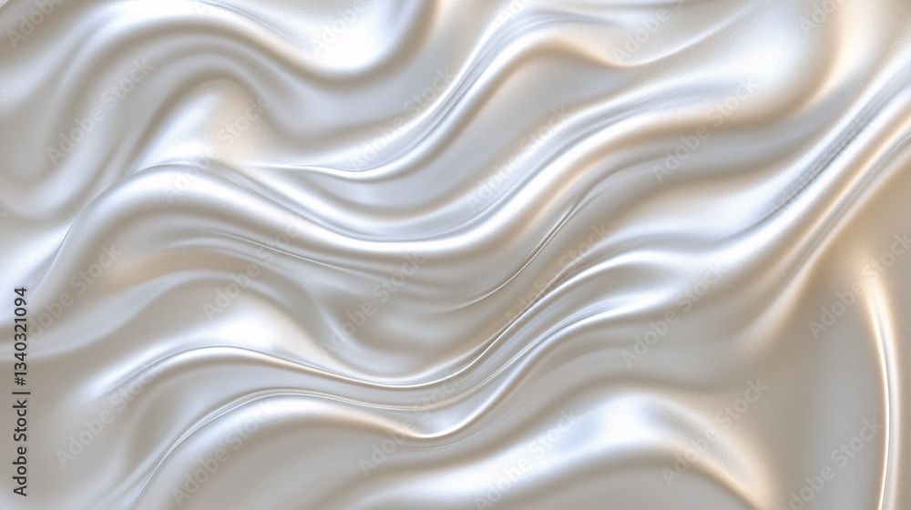 Fototapeta premium Luxurious White Silk Satin Texture: Elegant Shiny Wavy Fabric Background