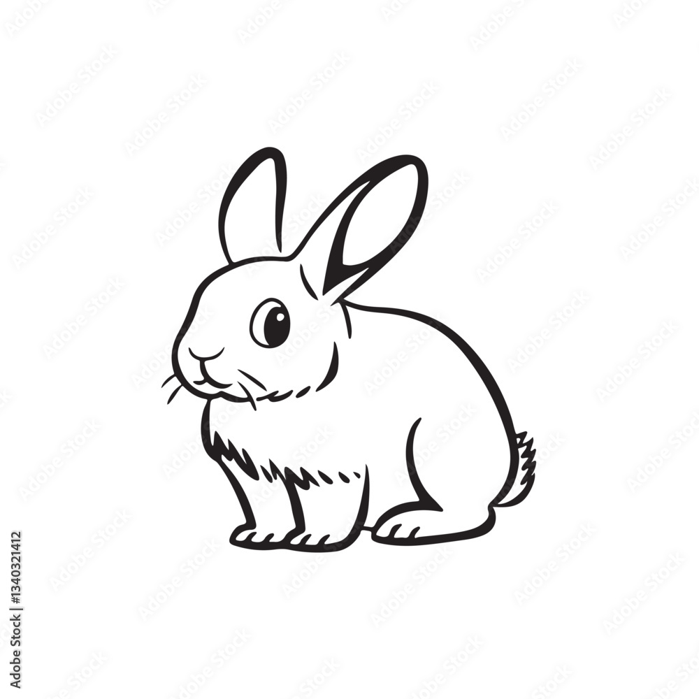 Rabbit Vector Line Art, silhouette of Bunny pet vector illustration Rabbit Vector Line Art, silhouette of Bunny pet vector illustration