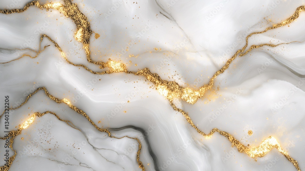 Fototapeta premium Luxury White Marble Background with Gold Abstract Design - Elegant and Opulent Interior Texture for Modern Decor