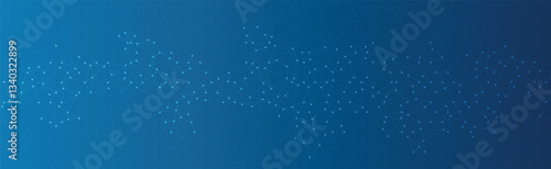 Abstract blue social network connection background. Global communication banner with network connecting lines and dots. Plexus technology futuristic network. Science and technology presentation