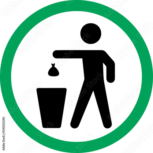 Waste Disposal Instruction Icon – Proper Trash and Recycling Symbol