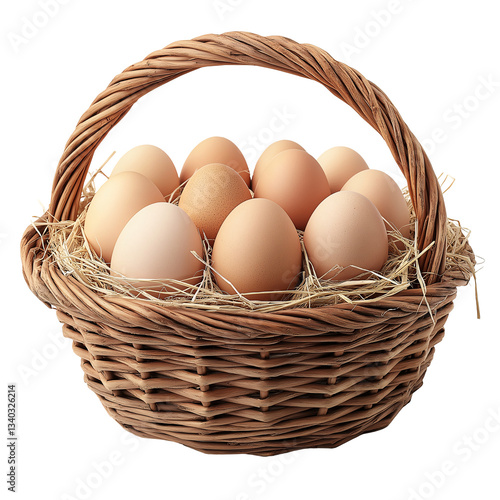 Wallpaper Mural Fresh Organic Eggs in Wooden Basket: Nature's Protein for Healthy Breakfast & Cooking Torontodigital.ca