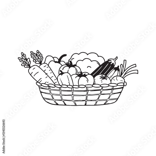 Vegetable Busket Vector illustration isolated on White
