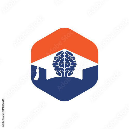 Brain and graduation cap icon design. Educational and institutional logo design.