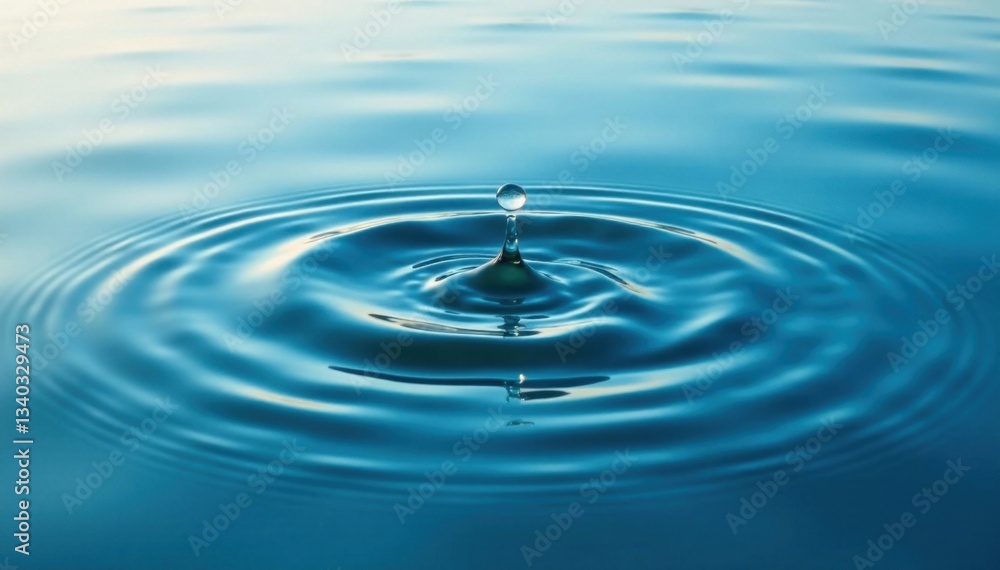 Calm ocean surface with ripples forming a circular wave, water droplet gently falling into the sea, aquatic scene, ocean waves Calm ocean surface with ripples forming a circular wave, water droplet gently falling into the sea, aquatic scene, ocean waves