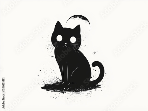 black cat on white background