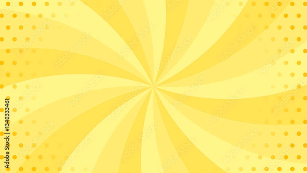 Obraz premium 曲線のサンバーストとドットのパターン背景、スターバースト、光線、集中線