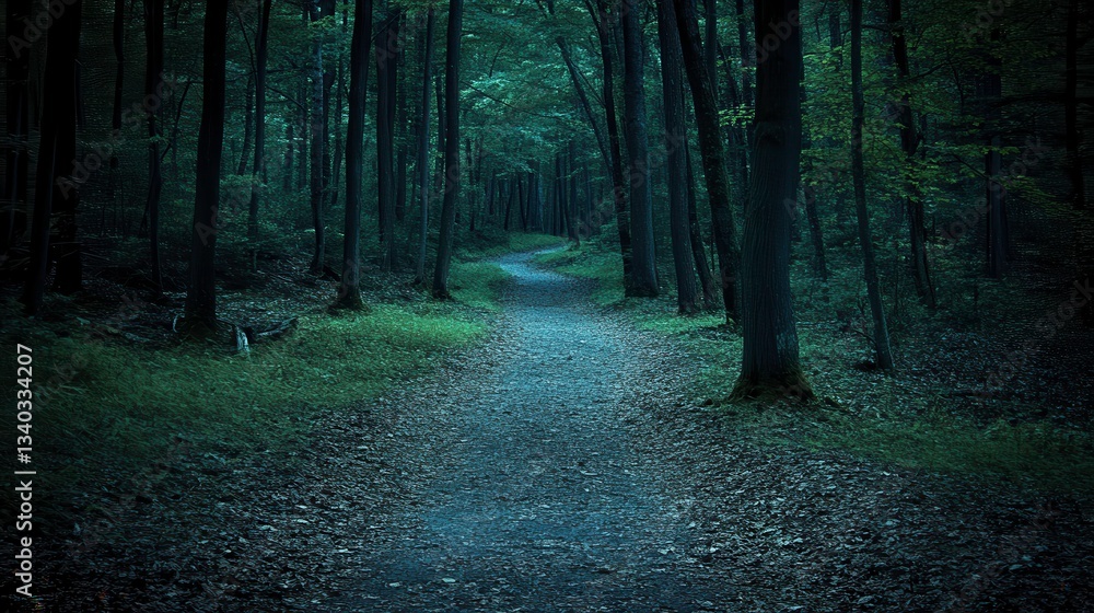 Fototapeta premium Mysterious forest pathway enchanting woodland nature photography serene environment close-up view tranquility