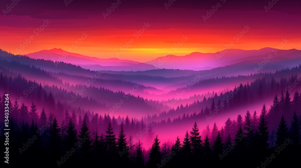Fototapeta premium A trendy isolated vector illustration of a minimalistic mountain range on a solid background.