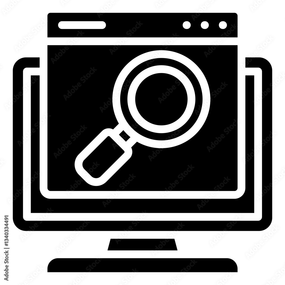 Web Search Glyph Icon, Digital Marketing Web Search Glyph Icon, Digital Marketing