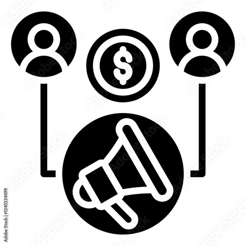 Affiliate Marketing Program Glyph Icon, Digital Marketing