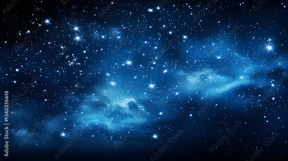 Fototapeta premium Mesmerizing star-filled sky at night capturing the sparkling beauty of star clusters illuminating the darkness with cosmic wonder and light.