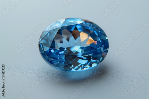 Stunning blue topaz gemstone isolated on a crisp white background for elegant display