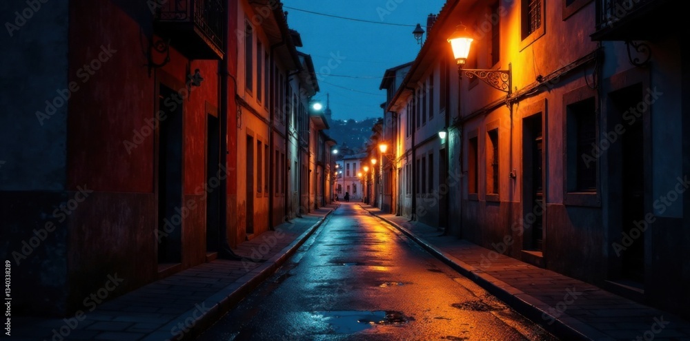 Dark alleys with streetlights in multiple countries background, streets, world map, international Dark alleys with streetlights in multiple countries background, streets, world map, international