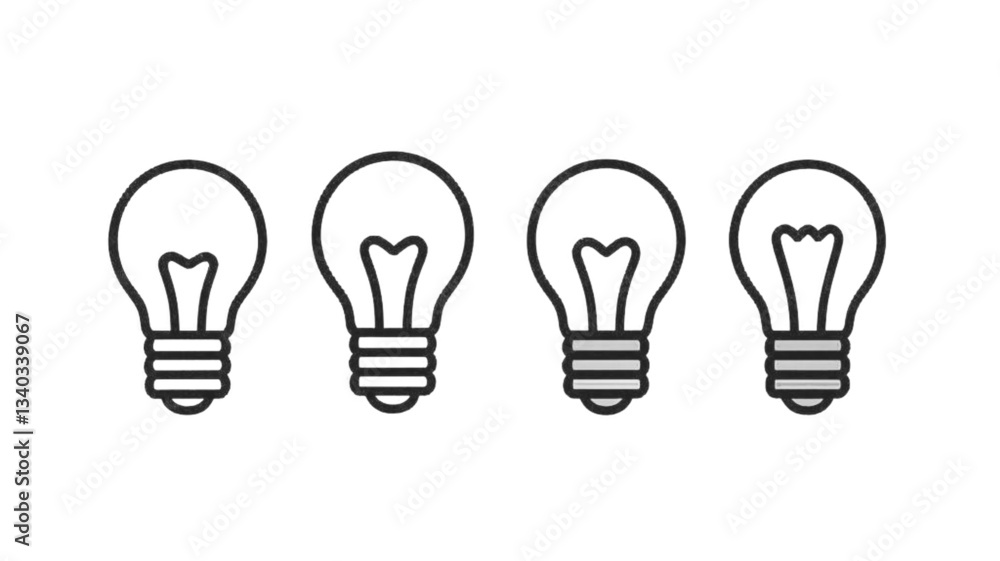Lamp line icon set. Idea lamp icon collection. Flat style - stock vector. Lamp line icon set. Idea lamp icon collection. Flat style - stock vector.