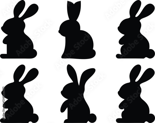 Silhouette of easter bunny set , Happy easter day vector design