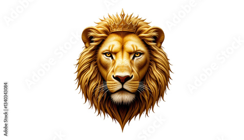 Gokden face lion head isolated.