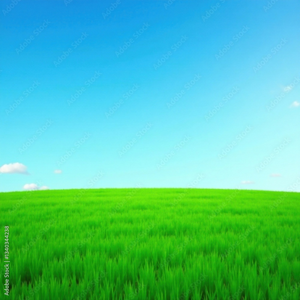 Dense carpet of emerald green grass under a clear blue sky, season, nature, lush Dense carpet of emerald green grass under a clear blue sky, season, nature, lush