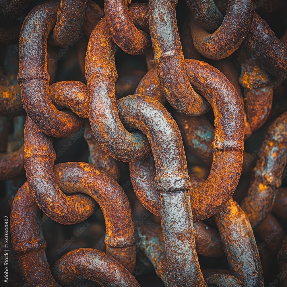 Captivating close up of weathered rusty chain links showcasing texture strength and industrial heritage a visual metaphor for connection and resilience Captivating close up of weathered rusty chain links showcasing texture strength and industrial heritage a visual metaphor for connection and resilience