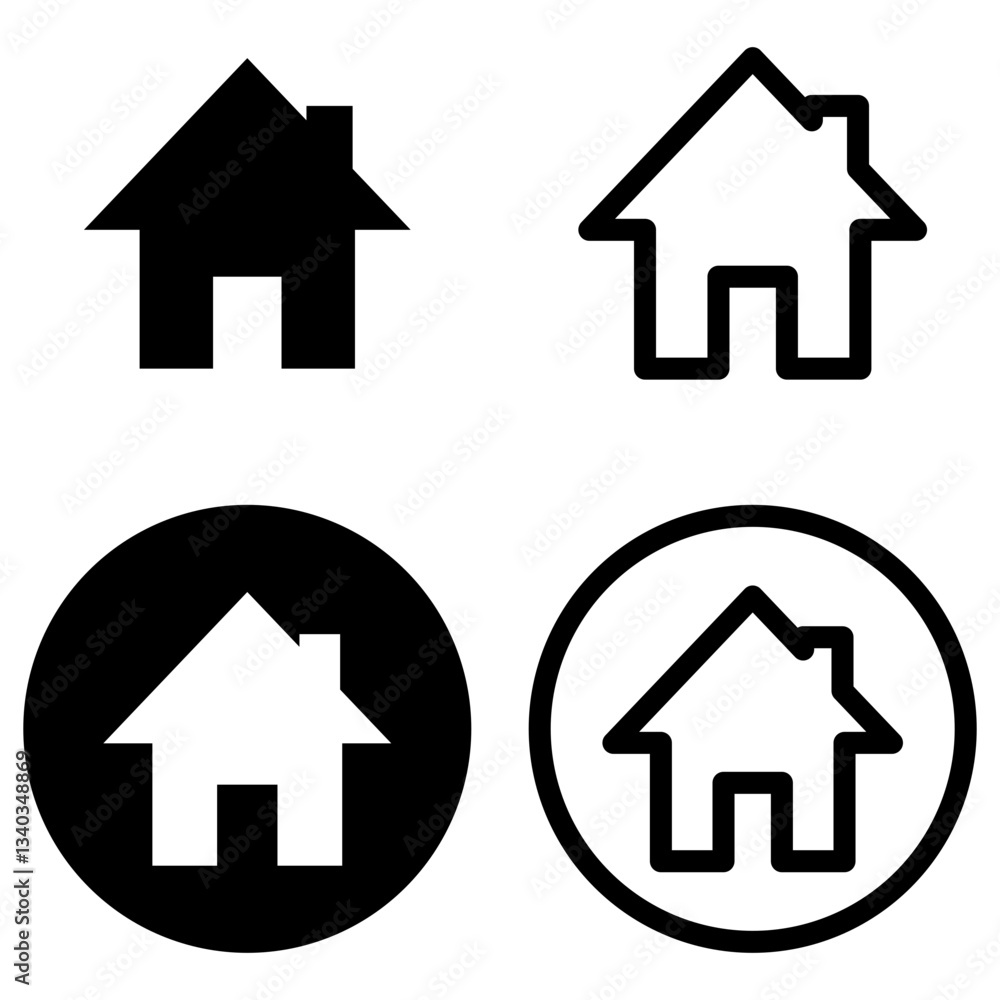home icon, black and white with rounded border. vector illustration home icon, black and white with rounded border. vector illustration
