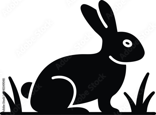 Easter bunny silhouette, Bunny Silhouette Vector illustration.