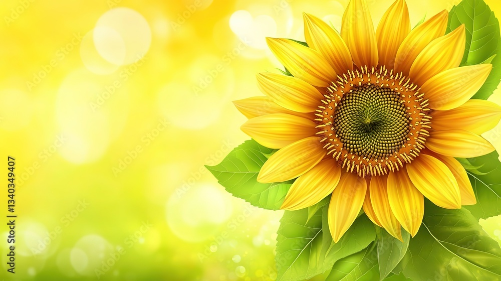 Fototapeta premium Blooming Sunflower in Golden Light, Symbolizing Youth and Optimism