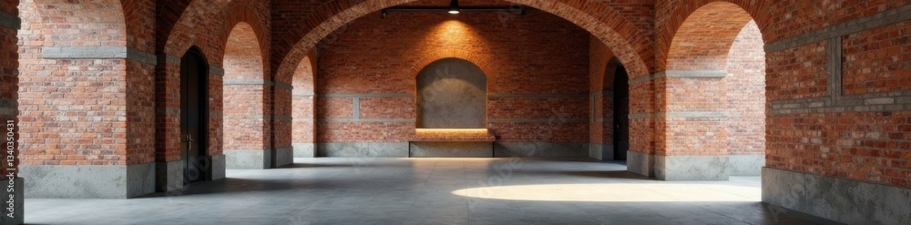 Naklejka premium Exposed brick and concrete structure with metallic accents , modern architecture, concrete decoration