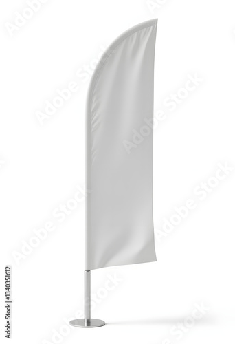 Blank White Feather Flag Banner Mockup:  Perfect for design presentations and branding visuals.  Isolated on white background for easy use.